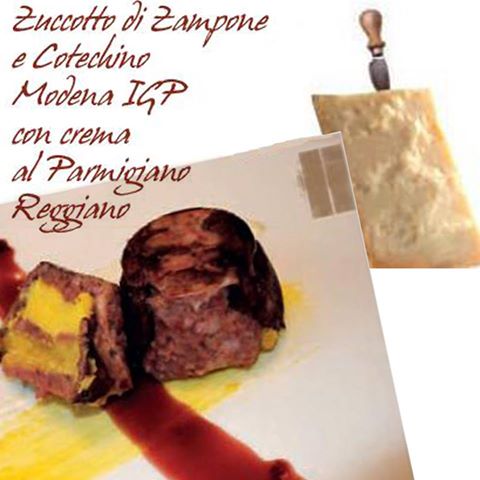 Zuccotto di Zampone e Cotechino Modena IGP con crema al Parmigiano Reggiano