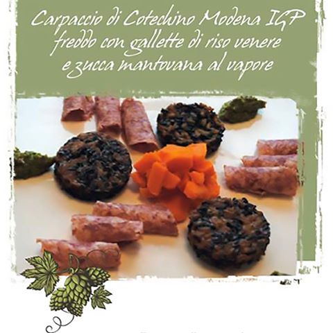 Carpaccio di Cotechino Modena IGP freddo con gallette di riso venere